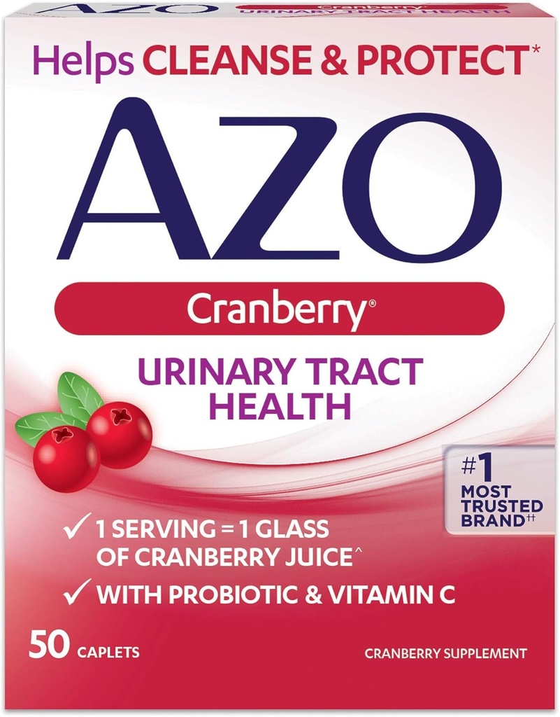 AZO Cranberry Urinary Tract Health Dietary Supplement Caplets - 50 Ct., Pack of 6