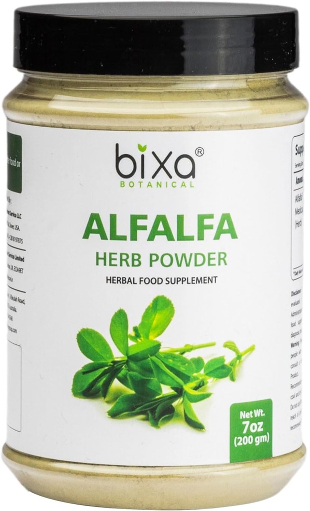 bixa BOTANICAL Alfalfa Powder Pure (Medicago Sativa) Superfood ← Ayurvedic Natural Herbal Suplemento 7 Oz / 200g