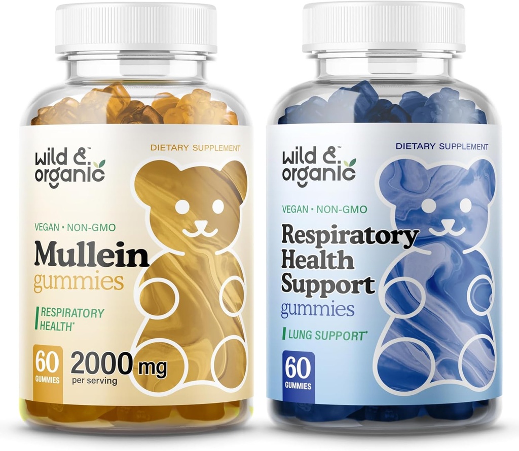 Wild &amp; Organic Mullein Gummies " Lung Detox Gummies - 60 Conde