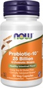 AHORA Suplementos de alimentos, Probiótico-10TM, 25 millones, con 10 Strains Probióticos, Lácteos, Soy y Gluten Gratis, Verificados de Strain, 50 cápsulas de Veg