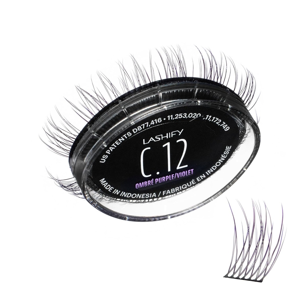 Lashify Curl 12mm Gossamer Eyelash Extensiones Rellenar en Ombre Purple, Easy DIY False Lashes para un aspecto natural
