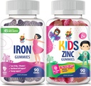 SUNNY SAM Zinc Gummies for Kids & Iron Gummies for Adults, Iron Vitamins with Vitamin C