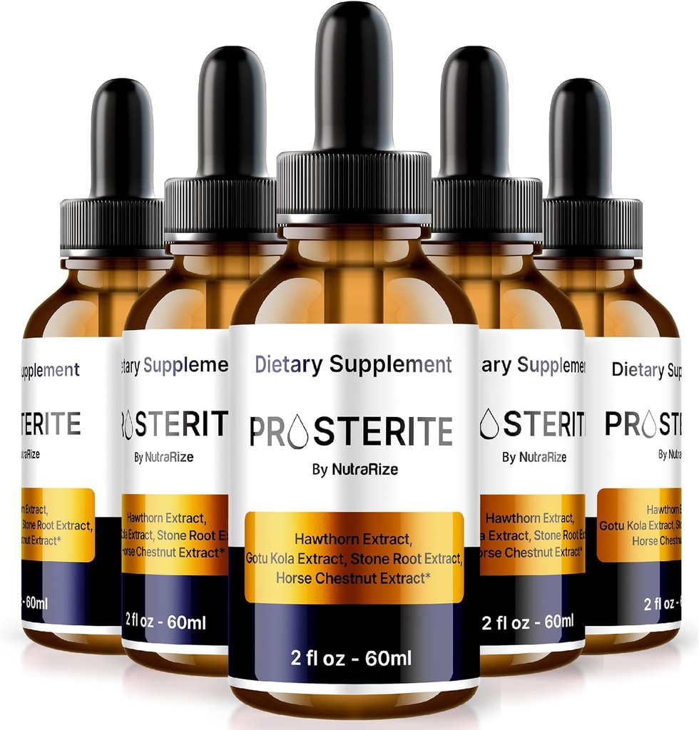 (5 Pack) Prosterite Drops, All Natural Prostate Support Fórmula, Maximum Strength Dropper for General Health and Wellness, Herbal Blend Oral Drop, Proste rite Reviews Official (150 Servings)