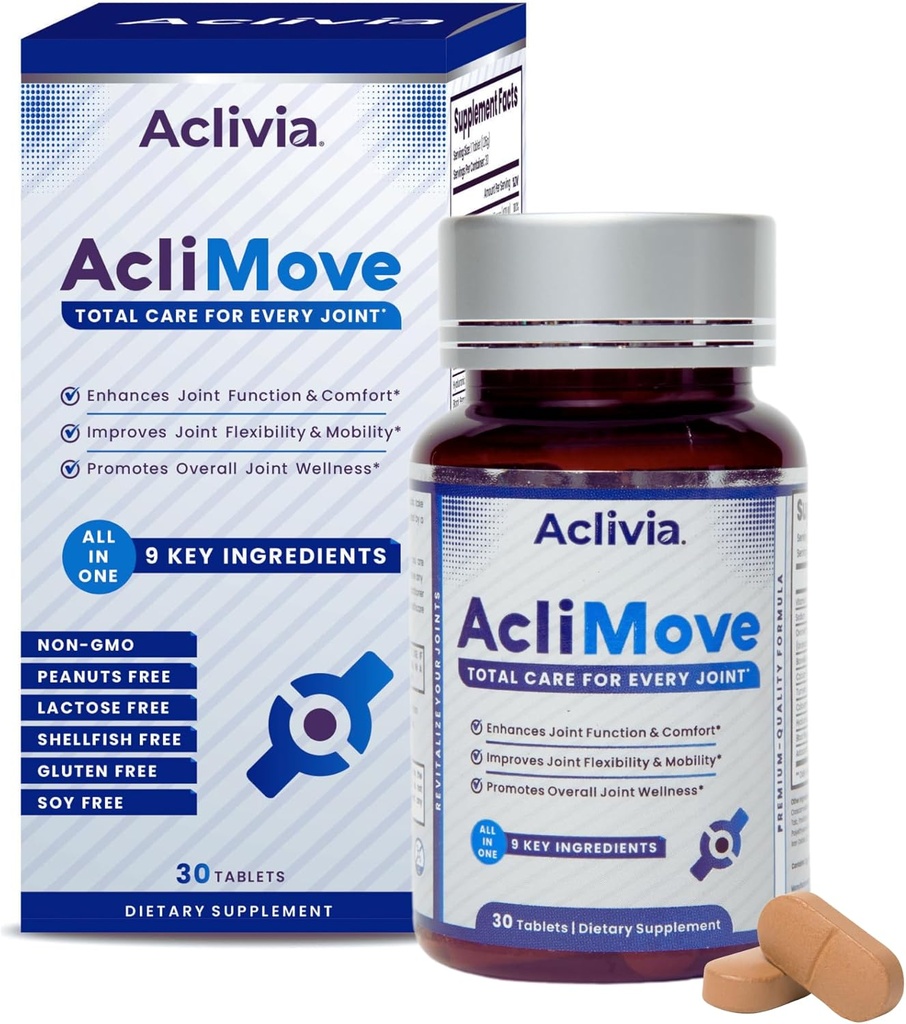 Joint Support Supplement - Mobility & Flexibility Formula with Hyaluronic Acid, Collagen, Egg Shell Membrane, Calcium & Astaxanthin - Non-GMO, Gluten-Free (30 Tablets)