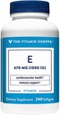 La vitamina Shoppe Vitamina E 1000IU - Fuente natural, apoya el sistema cardiovascular saludable, la salud inmunitaria y la salud ocular - una vez al día (240 Softgels)