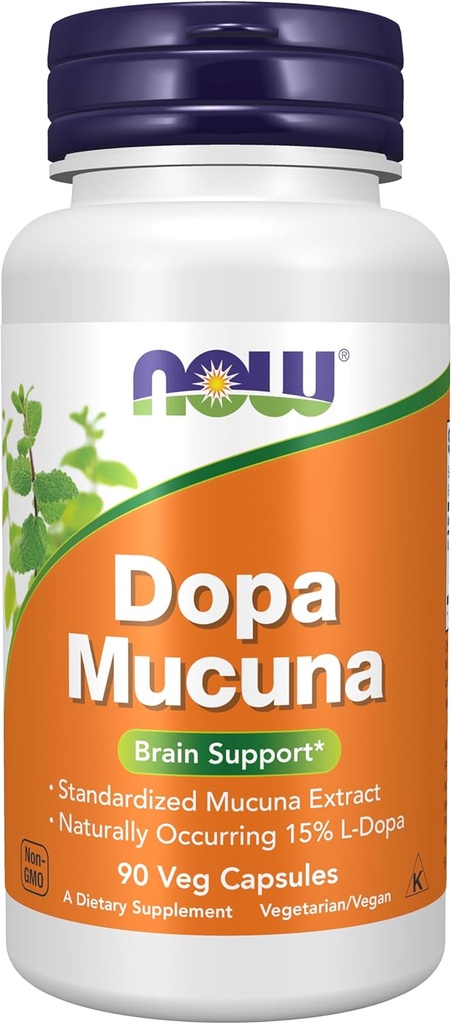NOW Supplements, DOPA Mucuna, Standardized Mucuna Extract with Naturally Occurring 15% L-Dopa, 90 Veg Capsules