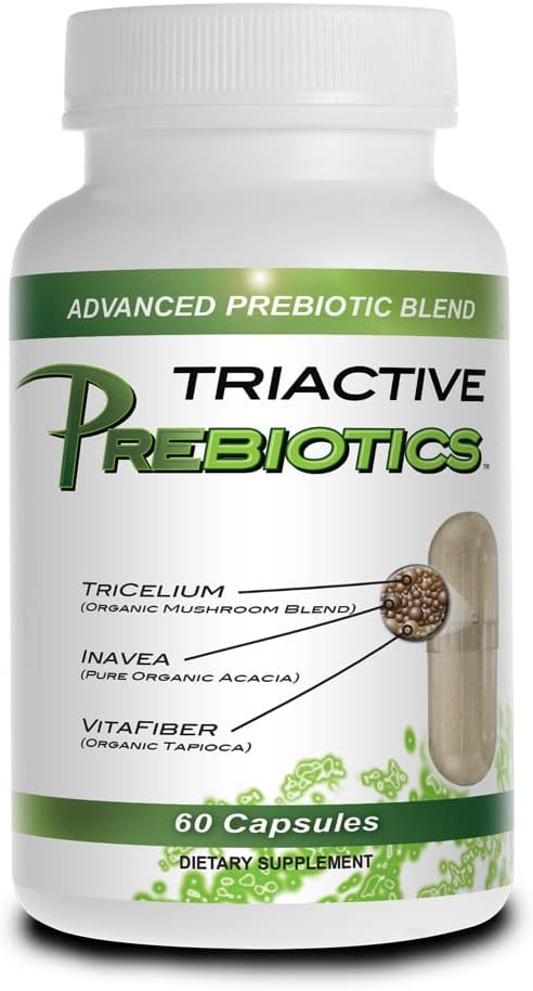 Cápsulas prebióticas para Hombres – Suplemento de Prebióticos Orgánicos con fibra de Acacia, VitaFiber, tricelium Mushroom Blend – Suplemento de fibra prebiótica para Gut Health, Digestion & Microbiome Support