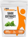 BulkSupplements.com Extract Powder de Sage - Suplementos herbarios, Polvo de Sage, Fuente Antioxidante - Gluten Free, 500mg por Serving, 1kg (2.2 lbs) (Pack of 1)