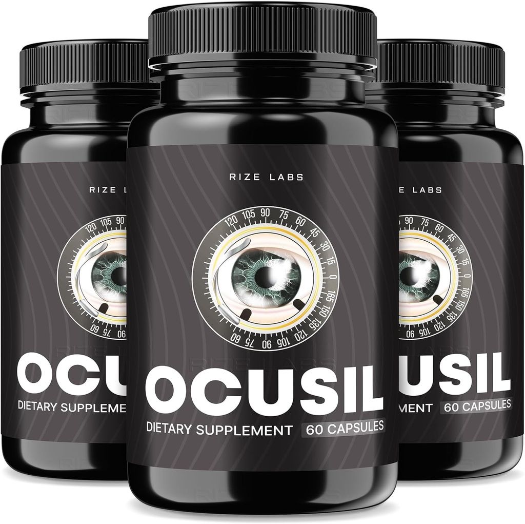rize labs Ocusil Capsules, Ocusil Support Eye Supplement, Ocusil Lubricant to Improve Concentration and Focus, Ocusil All-Natural Pills for Healthy Eyes (180 Capsules) (Pack of 3)