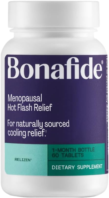 Relizen por Bonafide. Alivio de Menopausal Hot Flashes &amp; Night Sweats. — 1-Month Supply (60 Tablets)