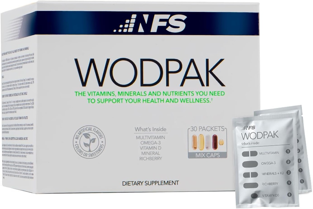 NF Sports WodPak Full Daily Multivitamin Vitamin Pack para Hombres y Mujeres, Soft-Gel Berry-Flavored Multivitaminas con Vitamina D, Vitamina D3, Zinc, Omega 3, 30 Servings (Pack of 1)