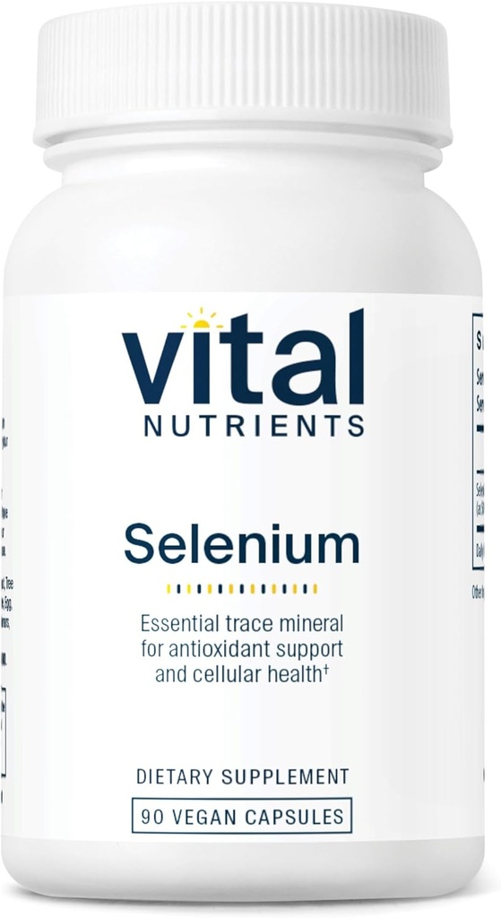 Nutrientes vitales - Selenio - Potente antioxidante Soporte - 90 cápsulas vegetarianas por botella - 200 mcg