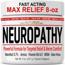 Neuropathy Nerve Relief Cream - Fast Acting Max Relief for Feet Hands Legs Toes Back - Ultra Strength Menthol Arnica Aloe Vera MSM, Soothing Natural Nerve Comfort Relief, Super Large 8 oz