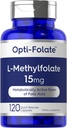 Carlyle L Methylfolate 15mg TEN 120 Capsules ANTE Valor Tamaño TENIDO Max Potency TEN Optimizado y Activado ANTE NO GMO, Gluten Free TEN Methyl Folate, 5-MTHF ANTE por Opti-Folate