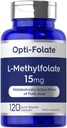 Carlyle L Methylfolate 15mg TEN 120 Capsules ANTE Valor Tamaño TENIDO Max Potency TEN Optimizado y Activado ANTE NO GMO, Gluten Free TEN Methyl Folate, 5-MTHF ANTE por Opti-Folate
