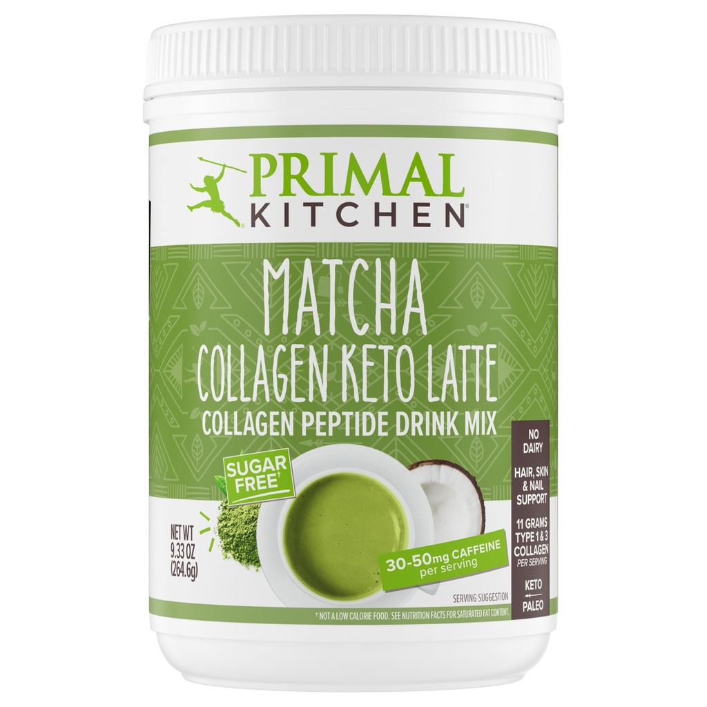 Primal Kitchen Matcha Collagen Keto Latte Powder, Sugar-Free Collagen Peptides, 9.33 Ounces