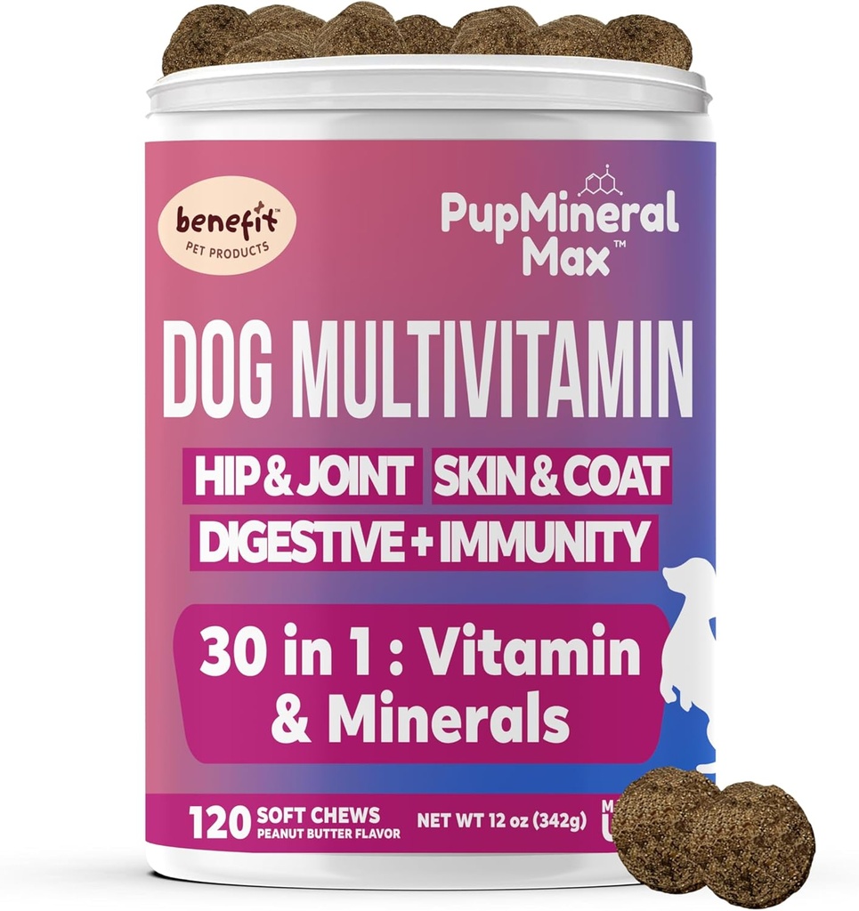 Perro Multivitamina Soft Chews - 120 Conde - Suplemento Conjunto Perro, Digestivo, Inmune, Esquí, Carne - Vitaminas avanzadas combinadas para perros, todas las edades del perro - Hecho en EE.UU.