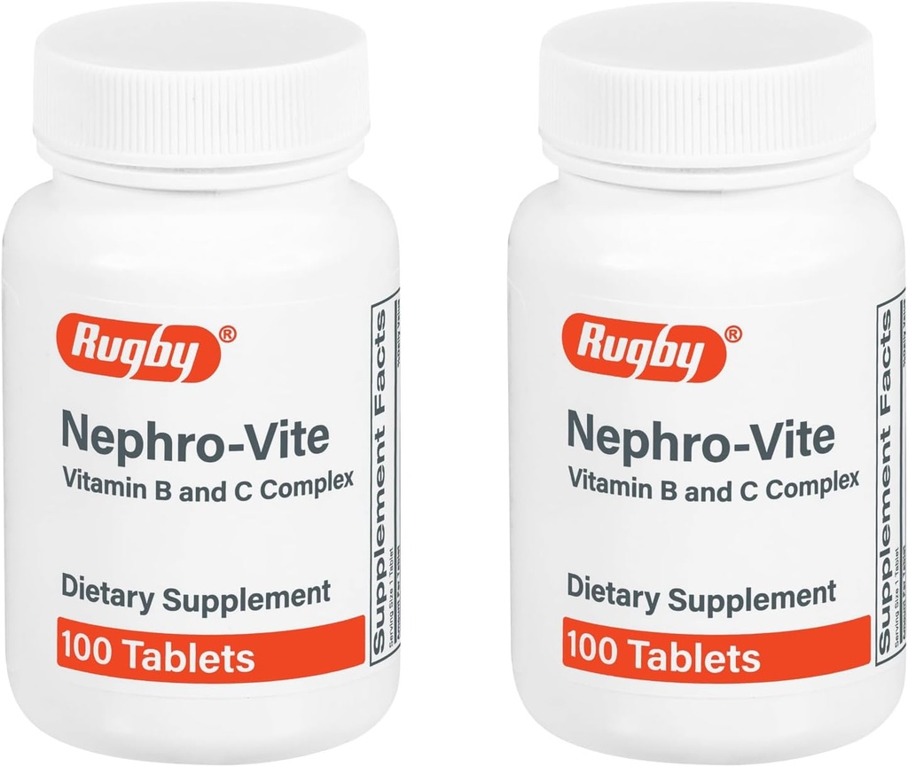 Rugby Nephro-Vite Vitamina B y C Complex Tablets - Suplemento dietético - 100 Cuenta (2 Pack)