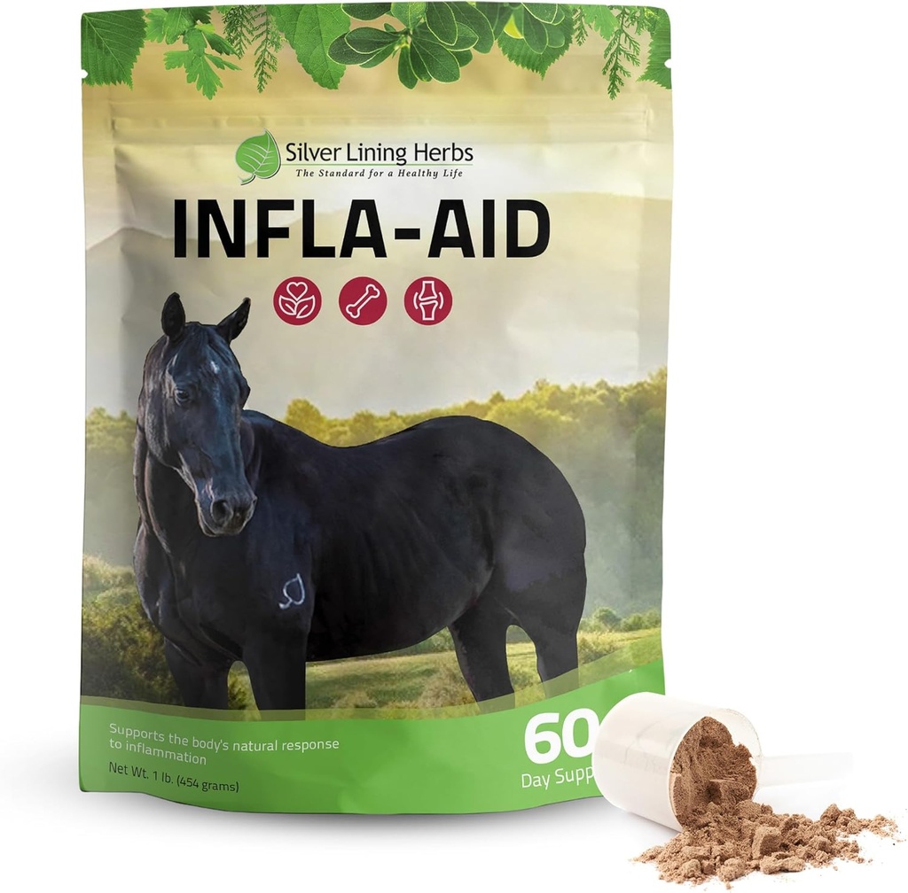 Herbs de Plata Infla-Aid for Horses – Natural Anti Inflammatory Supplement for Inflammation Relief – Supports Recovery, Comfort, and Mobility in Muscles, Tendons & Joints – 1 lb Bag (60 Servings)