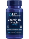Extensión de la vida Vitamina B3 Niacina, Salud del Corazón, Cholesterol &amp; Energy Support, Libre de gluten, No GMO, 100 cápsulas