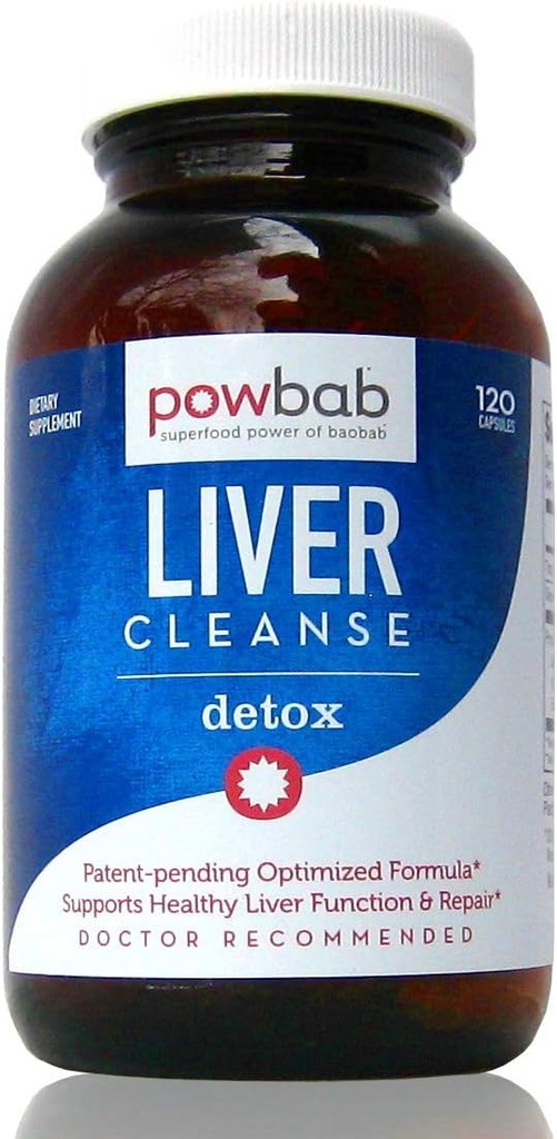powbab Liver Cleanse Detox. #1 Patent-Pending Optimized Repair Formula. Liver Md Focus Research with Organic Baobab, Beet Root Powder, and Goji. Beats Milk Thistle Silymarin &amp; Dandelion (120 cápsulas)