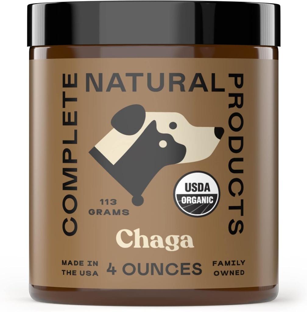 Productos naturales completos orgánicos Chaga Mushroom Polvo para mascotas Apoyo inmunitario " Salud conjunta - 4oz