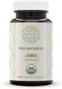 HerbEra Horseradish USDA Organic 60 Capsules ← Suplemento Natural Herbal Silencio Certified Organic Vegetarian Capsules and Organic Horseradish (Armoraciaana rústico) Dried Root (60 Capsules)