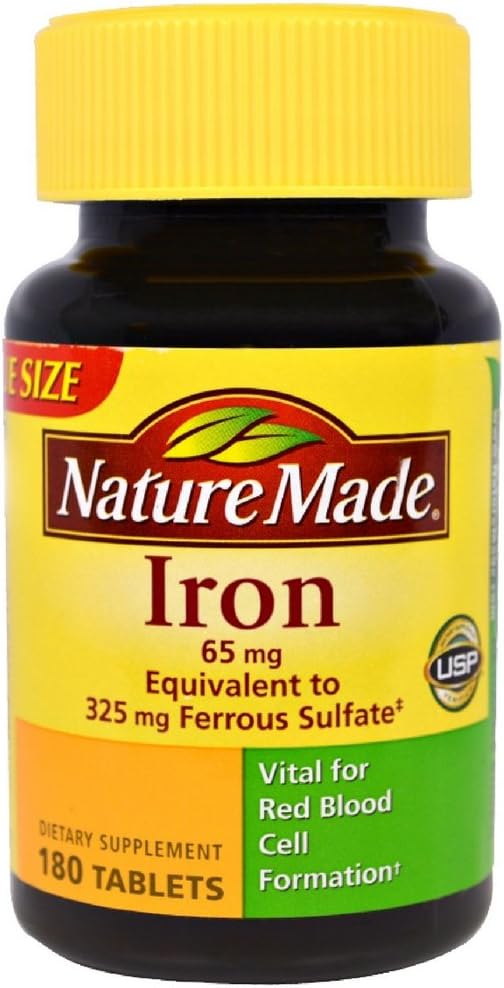 Nature Made Iron 65 mg Tabletas 180 ea (Pack of 3)