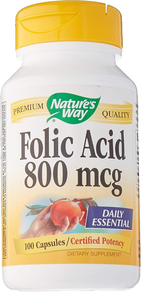 Nature's way folic Acid - 800 mcg - 100 Capsules, 100 Count