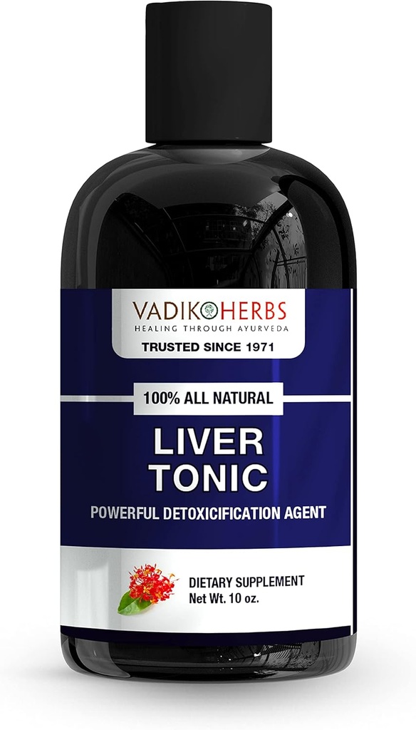 Hígado Tonic por Vadik Herbs Silencioso Ayurvedic Liquid Drink for Healthy Liver Care (10oz) Silencio Se envía desde California, Estados Unidos ~ Tested and Imported for Safety and Purity ~ Trusted Brand Since 1971