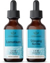 HerbAMAMA Herbal Liquid Drops Kit - Bundle of Lomatium Root Extract and Stinging Nettle Tincture 2 fl oz - Vegan, Non-GMO, Sugar &amp; Alcohol-Free - 2 Pack