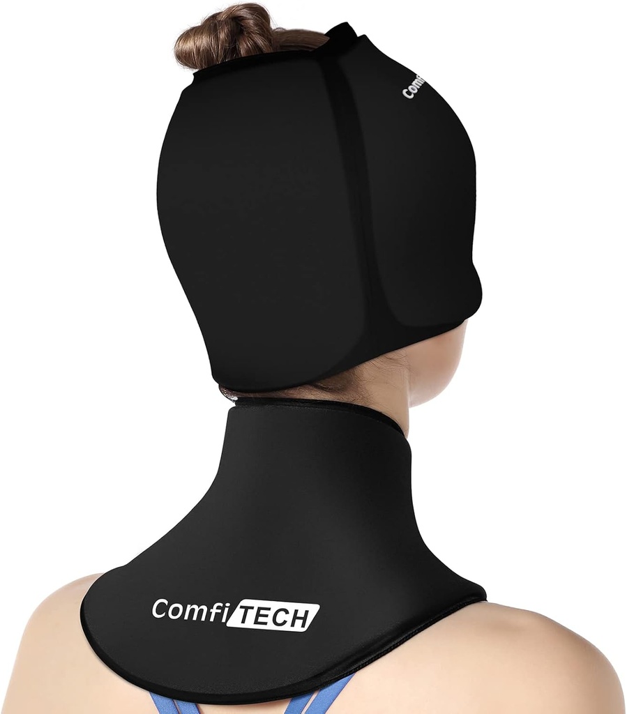 ComfiTECH Cold Cap y Neck Ice Pack Wrap Gel Combo, Paquete de Cuidado para Cabeza y Cervical, Medium