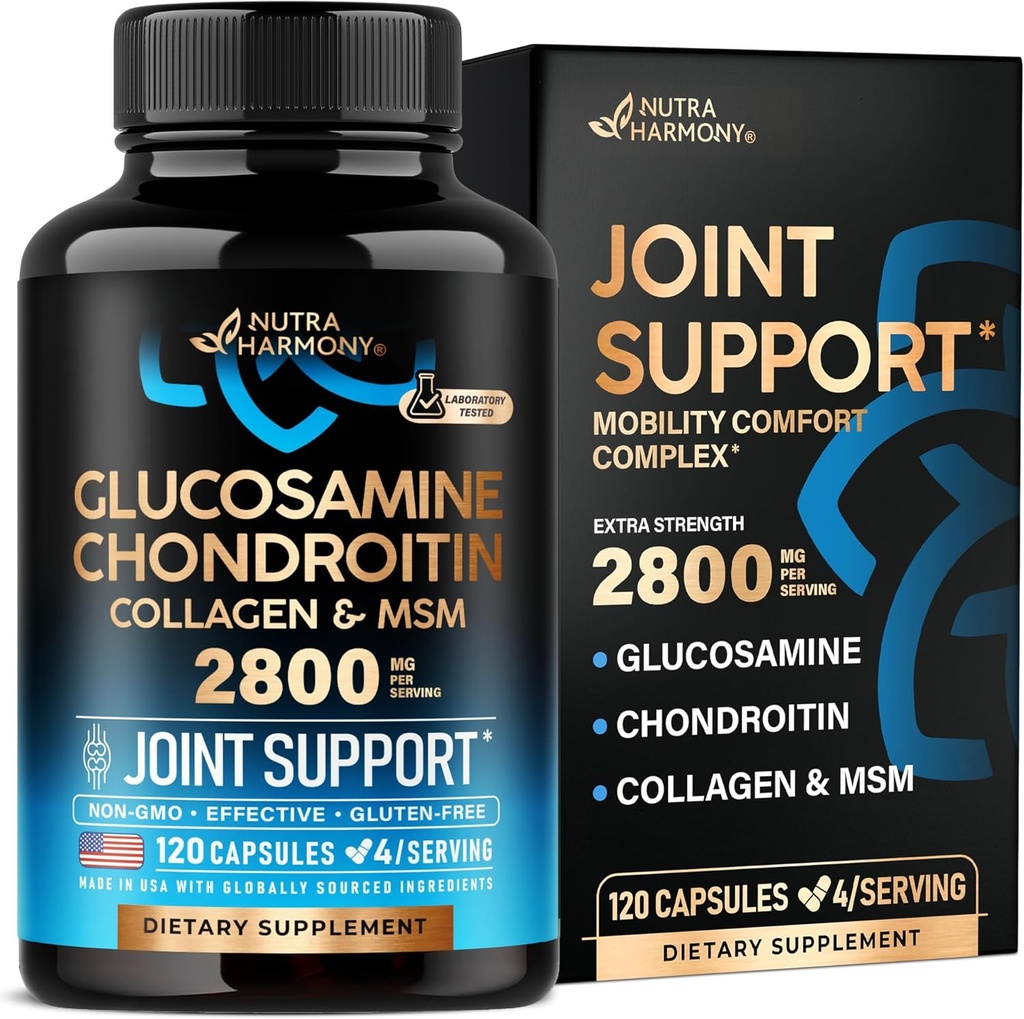 Glucosamine Chondroitin MSM Collagen | FSA HSA Eligible | Joint Support Supplement 2800 mg | Made in USA | FSA Approved Product Items | Flexibility Nutritional Vitamins | For Men & Women, 120 Capsules