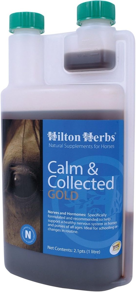 Herbs Hilton Calm and Collected Gold Liquid Herbal Supplement for Nervous/Agitated Horses, 2.1pt Bottle Bottle