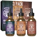 Vikingo Aceite de barba para hombres 3 Pack - Natural Mens Beard Oil Vaiety Set - Sandalwood, Pino y Cedro, Clary Sage Scents - Beard Acondicionamiento y Moisturización para una barba saludable (3 Pack, 1oz)