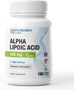 Laboratorios de puré de alfa Ácido Lipoico 600mg [High Potency] 180 Servings - Antioxidante Support tención No aditivos perjudiciales ← Non-GMO, NO Gluten y Dairy, 600 mg por cápsula Veggie - Made in USA