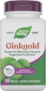 Camino de la Naturaleza Ginkgold Advanced Ginkgo Extract, Supports Memory, Focus " Cognitive Function*, Ginkgo Biloba Extract, 150 Tablets (Packaging May Vary)