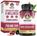 Ancient Bliss Resveratrol Powerful Antioxidant Supplement with Green Tea, Grape Seed Extract for Healthy Aging for Men & Women