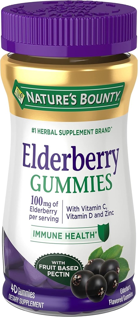 Bounty Elderberry Gummies, Immune Support, Contiene Vitamina A, C, D, E y Zinc, 40 Gummies