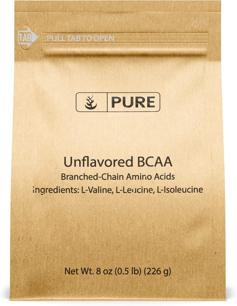 Ingredientes originales puros Unflavored Instantized BCAA (8oz) Polvo, Cadena ramificada Aminoácidos esenciales, Suplemento
