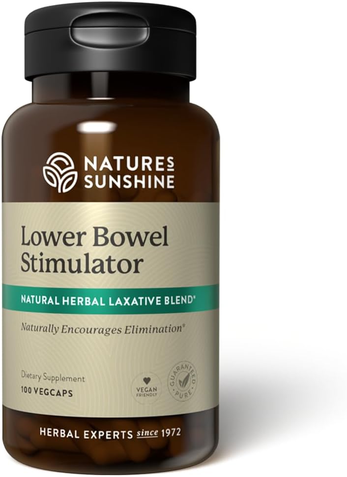 Estimulador del Tazón inferior Sunshine de la naturaleza - Ayuda a aliviar el estreñimiento - Limpiar &amp; Detox Su colon con ingredientes herbarios naturales - 25 Servimientos - 100 Vegcaps