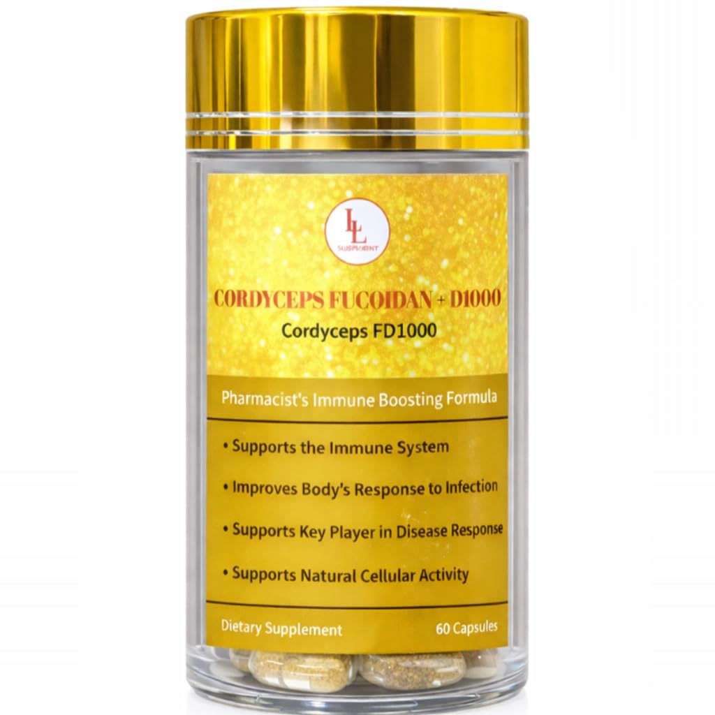 Cordyceps FD1000 Pharmacist Fórmula Cordyceps Fucoidan Vitamina D ¦ Immune Booster ← LL Suplemento - 60 cápsulas