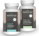 Nutricionales de pico de montaña Complejo Adrenal B &amp; Ultra High Multivitamin Combo Pack - Vitamina, Multi-Mineral, & Adaptogen Support - B Vitaminas, Probióticos, " Nutrientes esenciales - 90 " 180 Ca