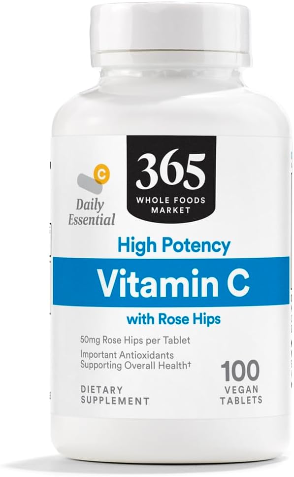 365 por Whole Foods Market, High Potency Vitamin C con Rose Hips, Vegan, 100 Tablets