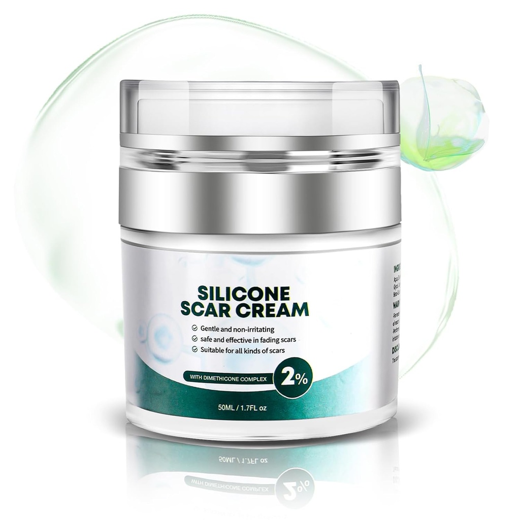 Crema de cicatriz avanzada, gel de silicona para cicatrices, crema de eliminación profesional de cicatrices quirúrgicas, marcas de estiramiento, cicatrices viejas y nuevas 1.7 oz(50ml)