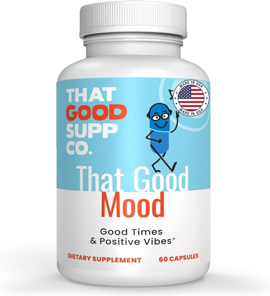 That Good Supp Co - That Good Mood Support Supplement for Women &amp; Men - Mood Booster, Supports with Stress Relief & Cognitive Well Being - Vitamin B12, 5-HTP, Ashwagandha Root, GABA - Made in USA