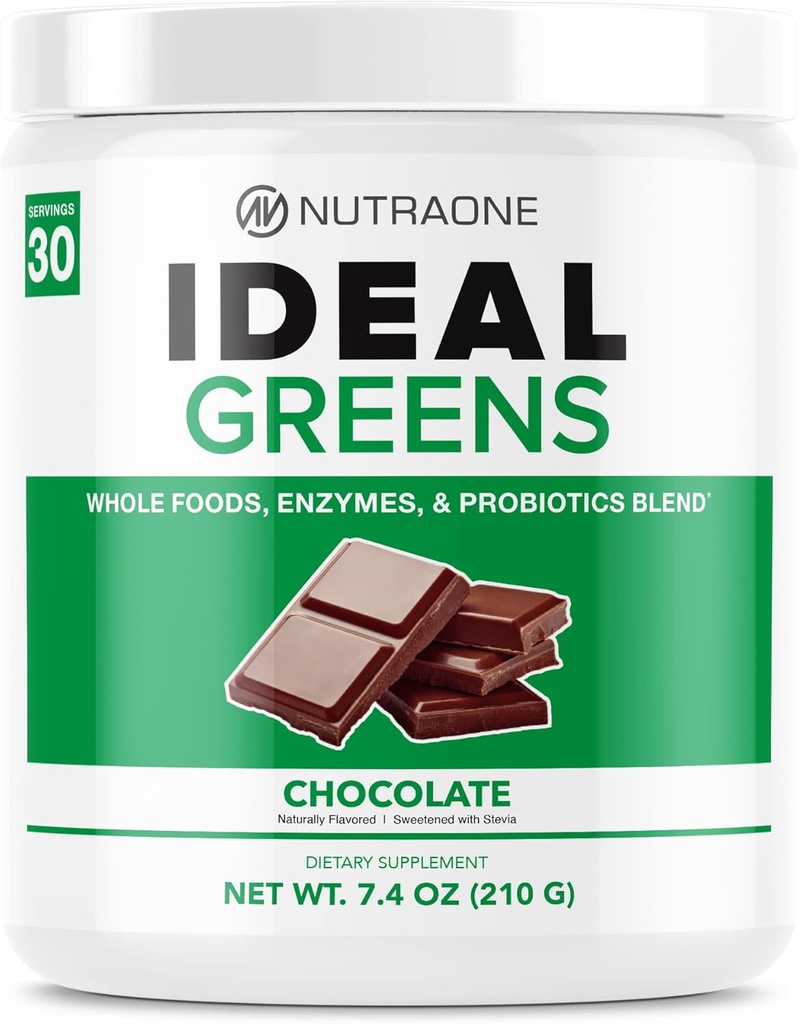 NutraOne Ideal Greens Antioxidante y Nutrient-Rich Superfood Greens Powder Suplemento (Chocolate- 30 Servings)