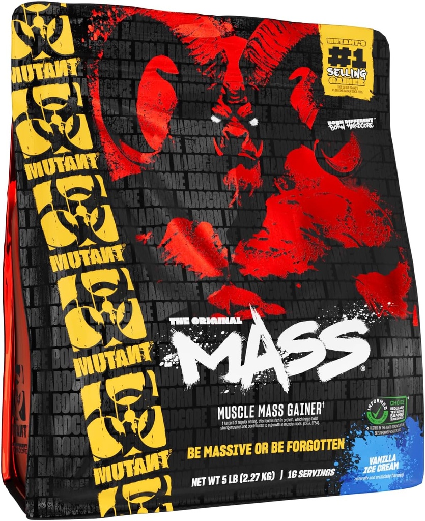 Masa Mutante ← Gainer de Masa Peso Polvo Proteína - Calorie Powder Protein alto para Masa Muscular - Crema de Hielo de Vainilla - 5 libras