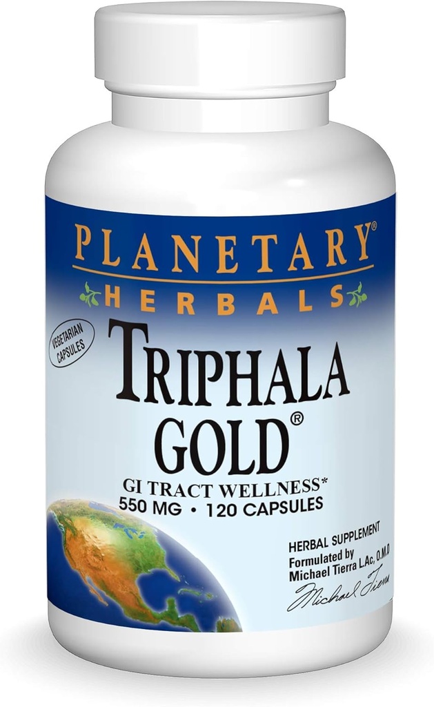 Herbals planetarios Triphala Gold 550mg Cleanser &amp; Tonifier Extra Strength Ayurvedic - 120 Veggi Caps