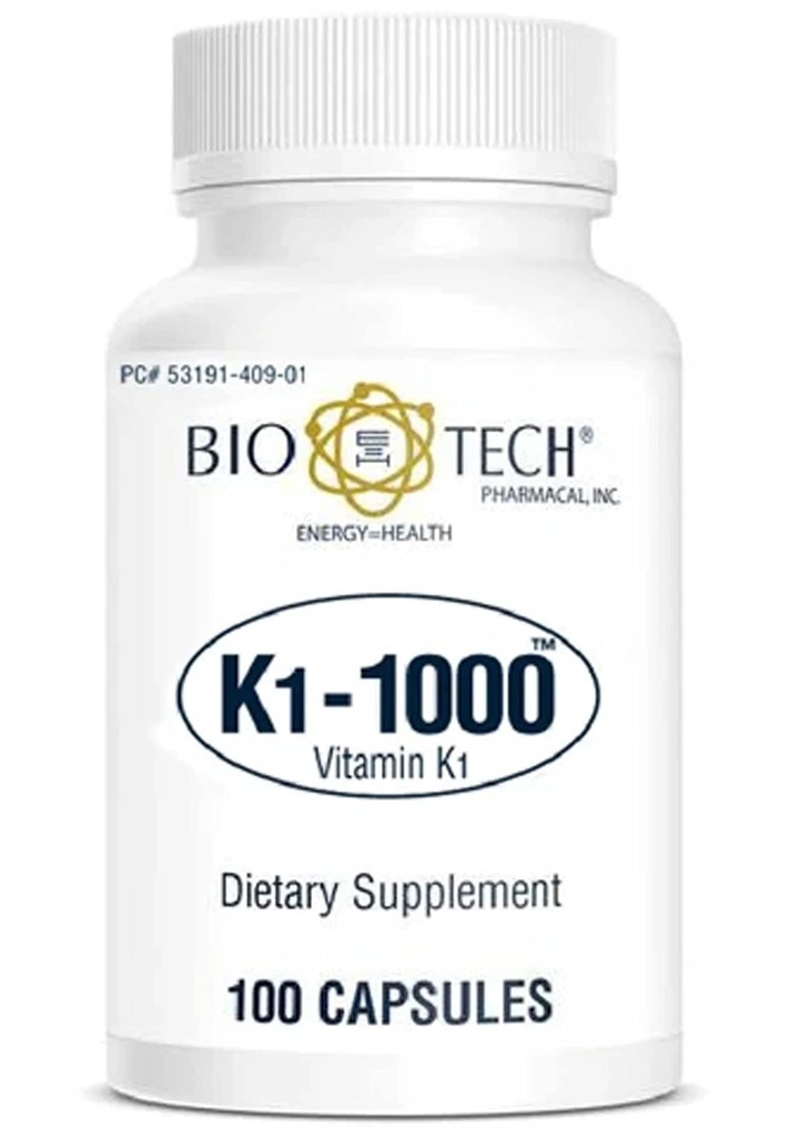Bio-Tech Pharmacal K1-1000 (Vitamin K1) 100 cápsulas - 3 Pack